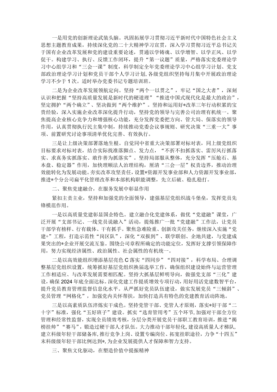 某国有企业公司2024年党建工作报告.docx_第2页