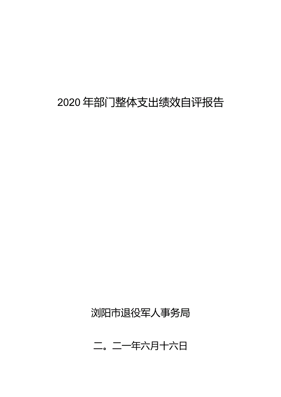 2020年部门整体支出绩效自评报告.docx_第1页