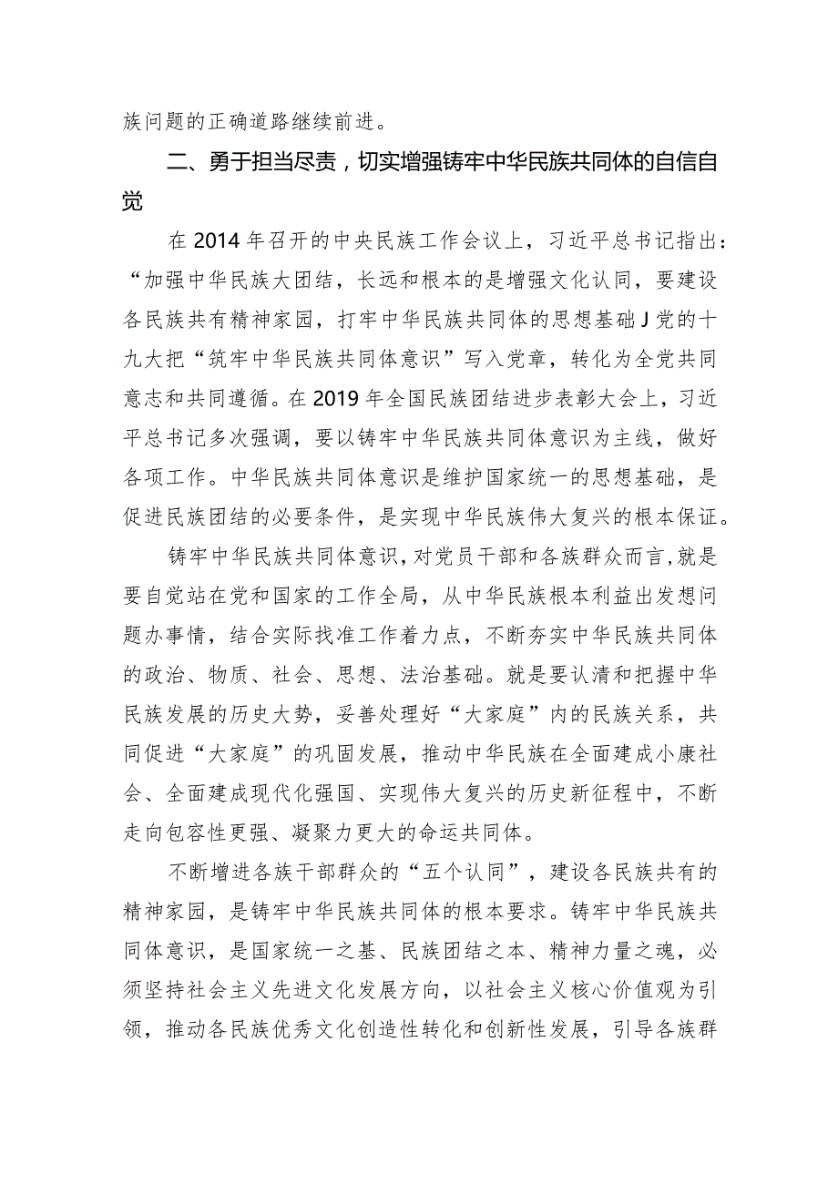 铸牢中华民族共同体意识,推进新时代党的民族工作高质量发展学习心得体会研讨发言材料（共9篇）.docx_第3页