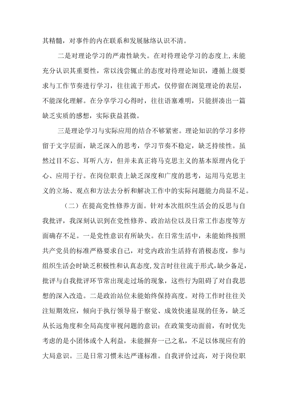 2023-2024年度四方面检视个人剖析发言材料）.docx_第2页