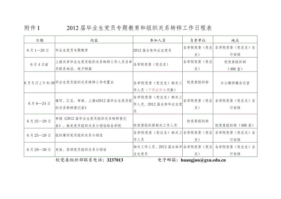 2012届毕业生党员专题教育和组织关系转移工作日程表doc.docx_第1页