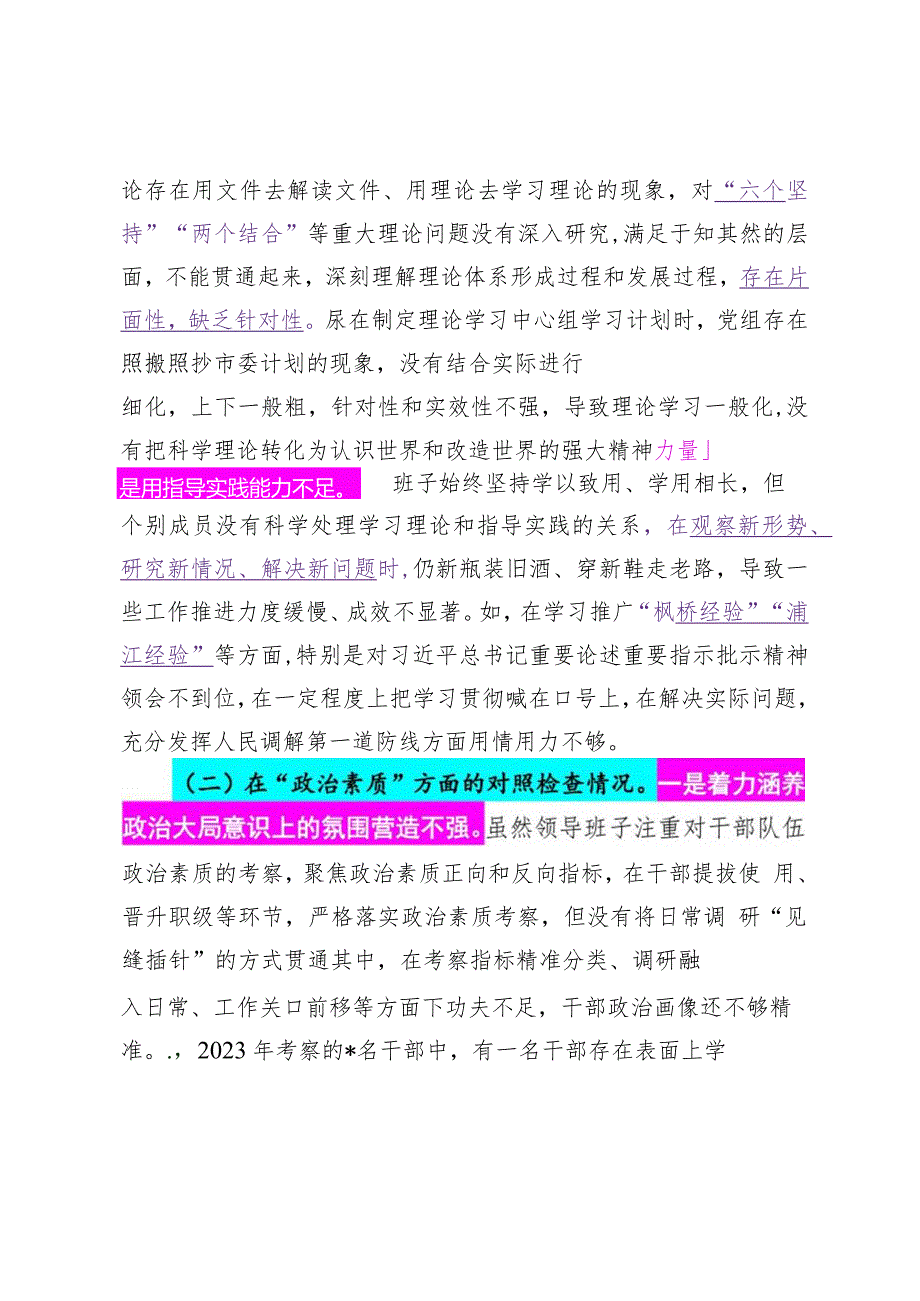 2023.12.23（写作模板）2023年第二批主题教育专题民主生活会领导班子对照检查剖析材料.docx_第3页