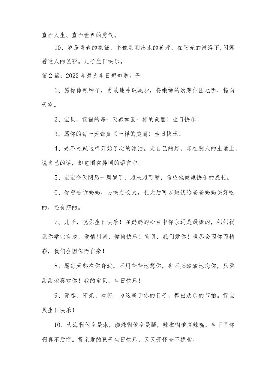 2022年最火生日短句送儿子范文六篇.docx_第2页