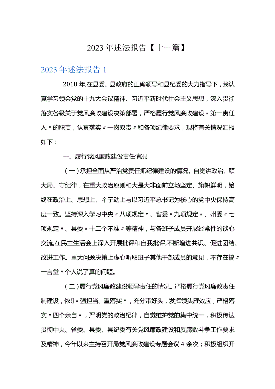 2023年述法报告【十一篇】.docx_第1页