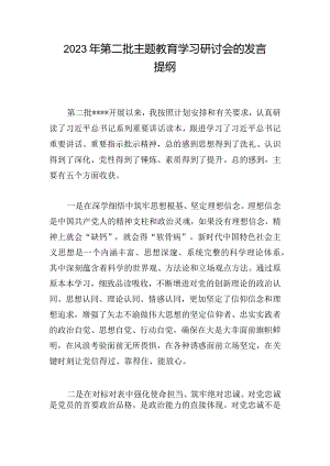 2023年第二批主题教育学习研讨会的发言提纲.docx