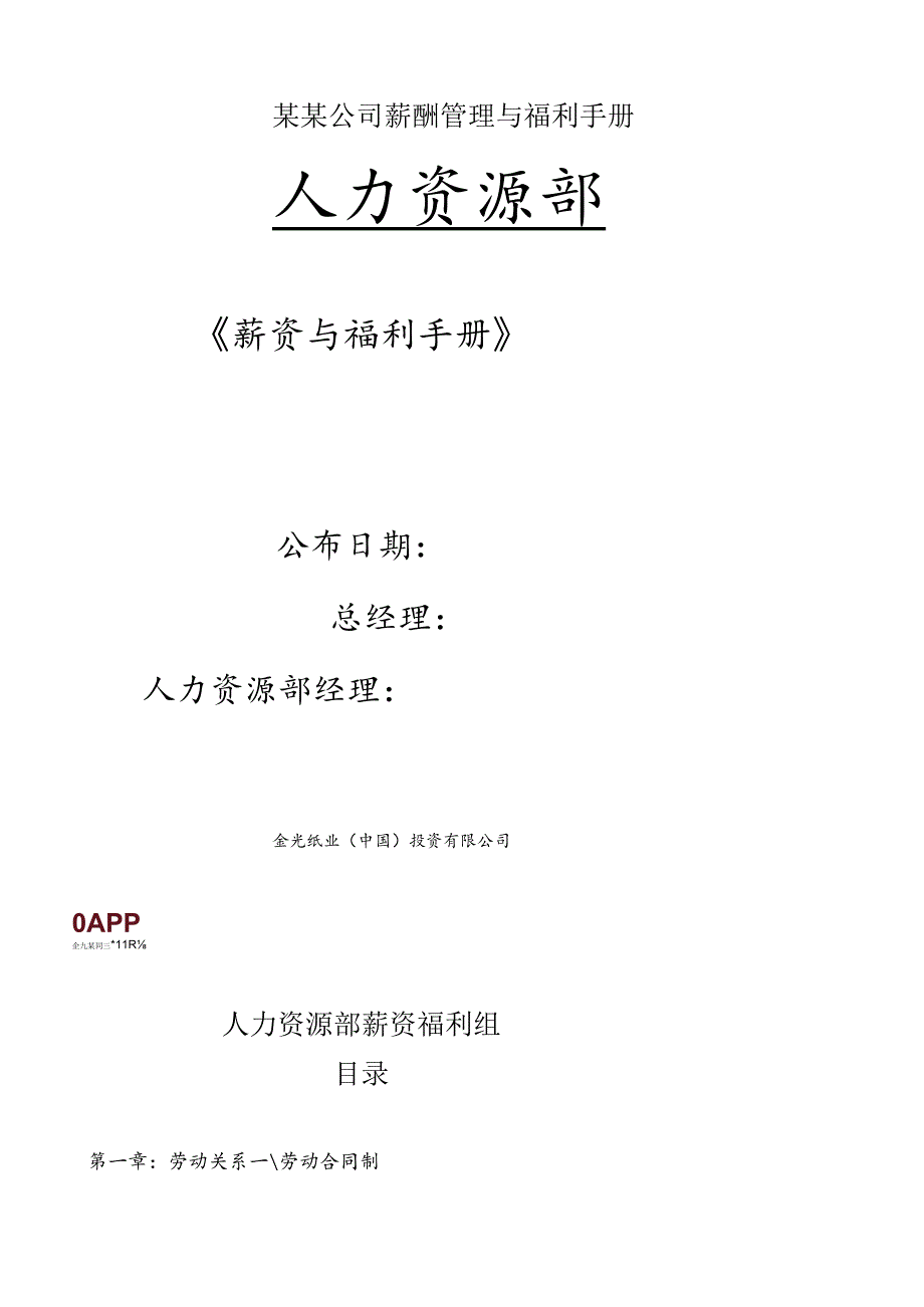 某某公司薪酬管理与福利手册.docx_第1页