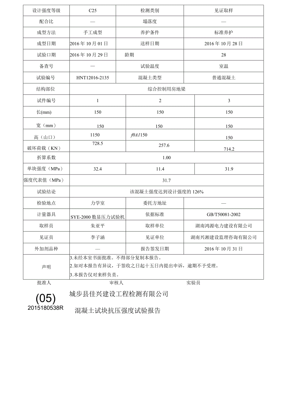 混凝土试块抗压强度试验报告-.docx_第3页