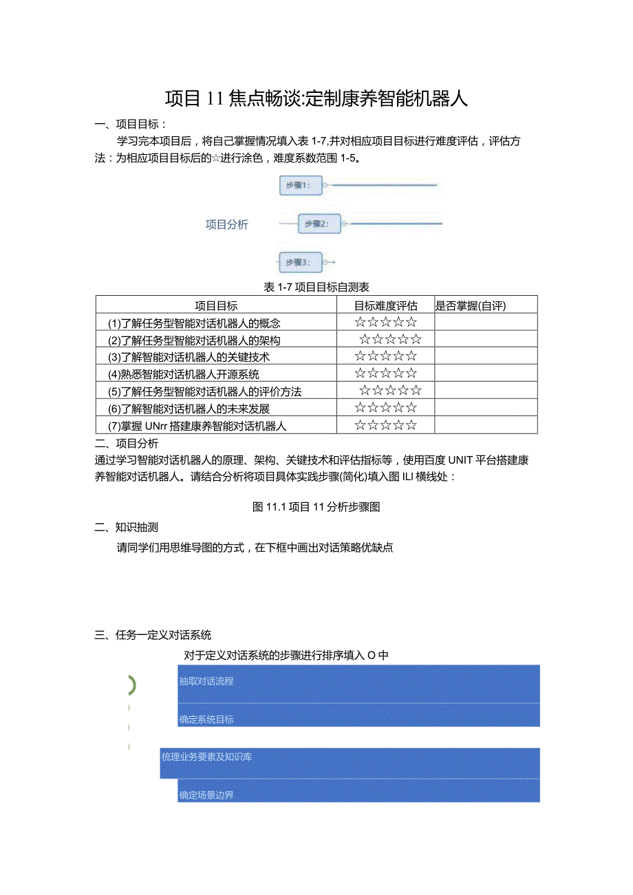 智能语音应用开发工作手册项目11焦点畅谈：定制康养智能机器人.docx_第1页