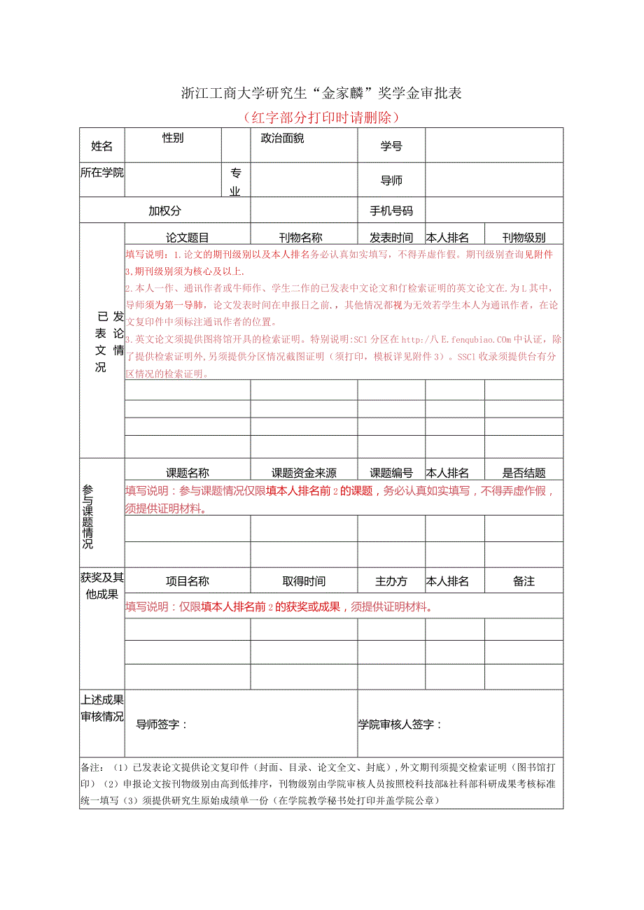 浙江工商大学优秀研究生审批表.docx_第1页