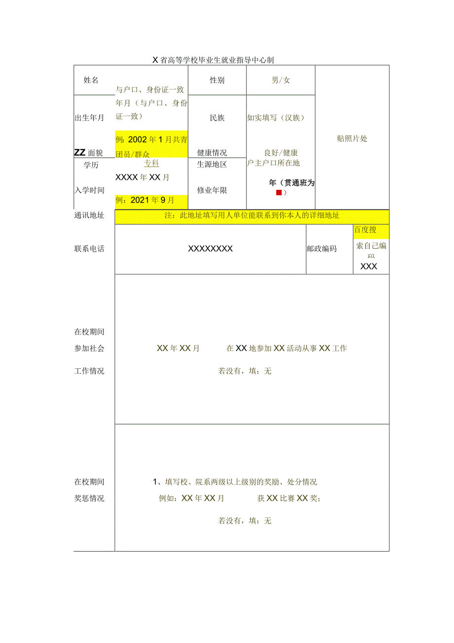 最新大学毕业生就业推荐表及毕业登记表模板.docx_第2页