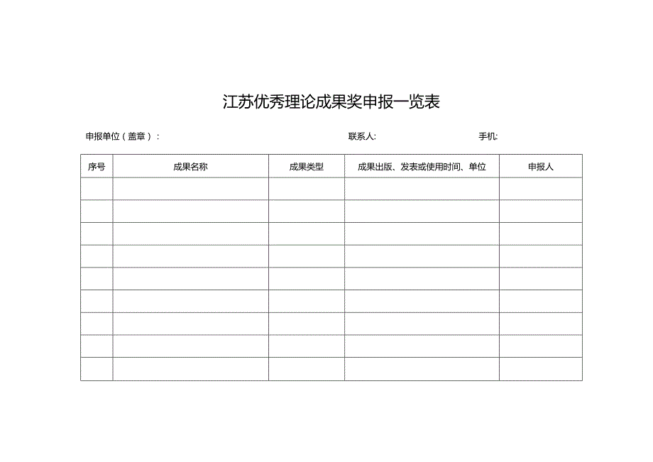 江苏优秀理论成果奖申报一览表.docx_第1页