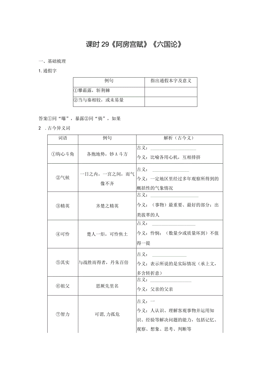 板块5第1部分教材文言文复习课时29《阿房宫赋》《六国论》.docx_第1页