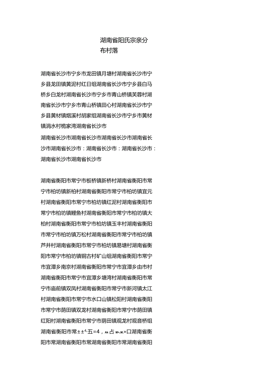 湖南省阳氏宗亲分布村落.docx_第1页