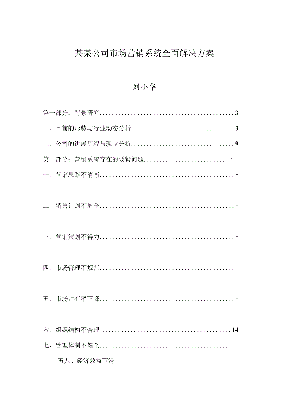 某某公司市场营销系统全面解决方案.docx_第1页