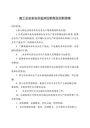 施工企业安全总监岗位职责及任职资格.docx