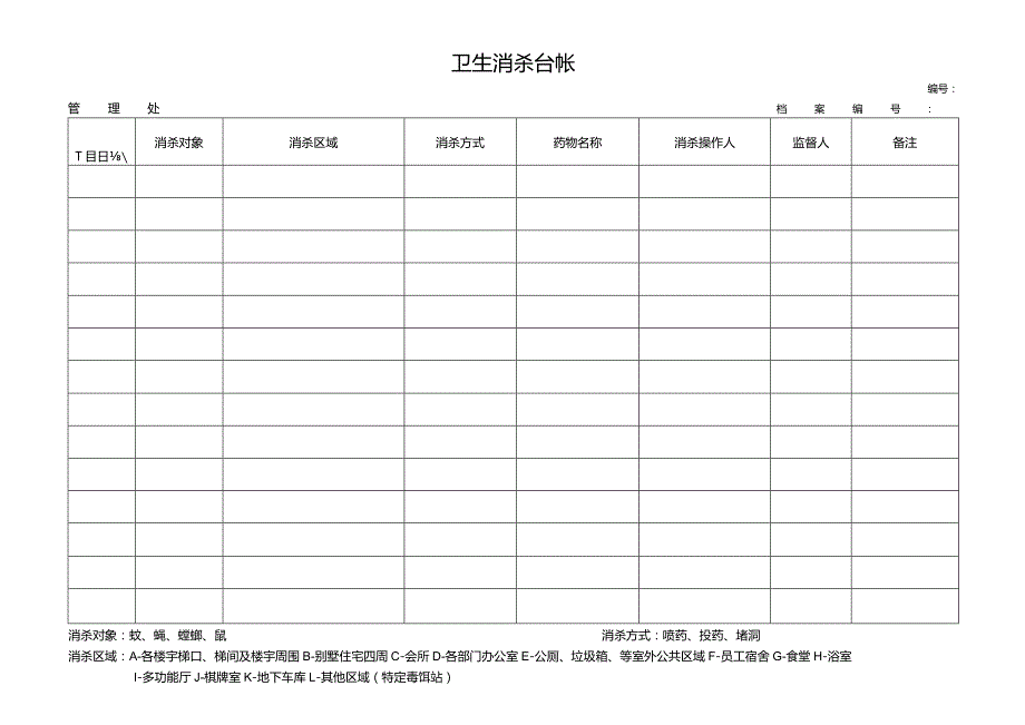 物管小区卫生消杀台帐.docx_第1页