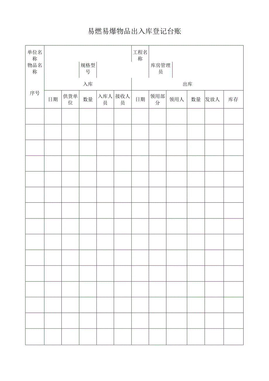 易燃易爆物品出入库登记台账.docx_第1页