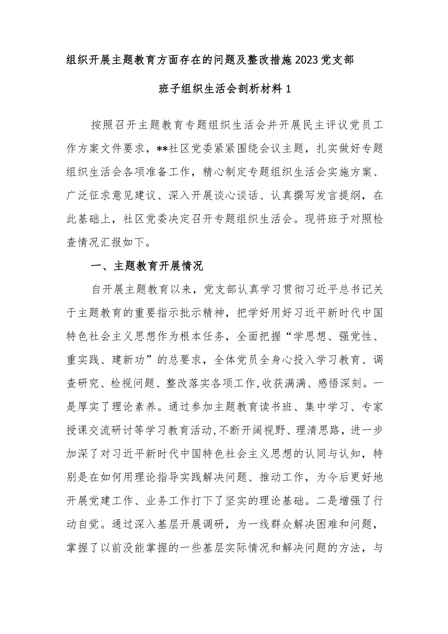 班子对照执行上级组织决定、严格组织生活、加强党员教育管理监督、联系服务群众、抓好自身建设等六个方面见识剖析发言材料3篇.docx_第2页