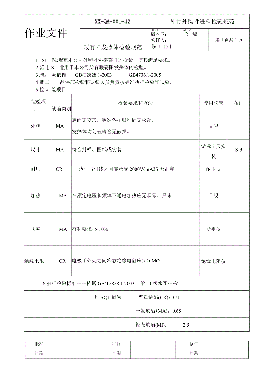 暖赛阳发热体检验规范.docx_第1页