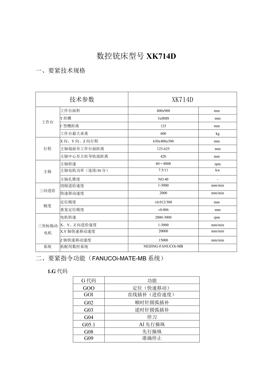 数控铣床型号XK714D.docx_第1页