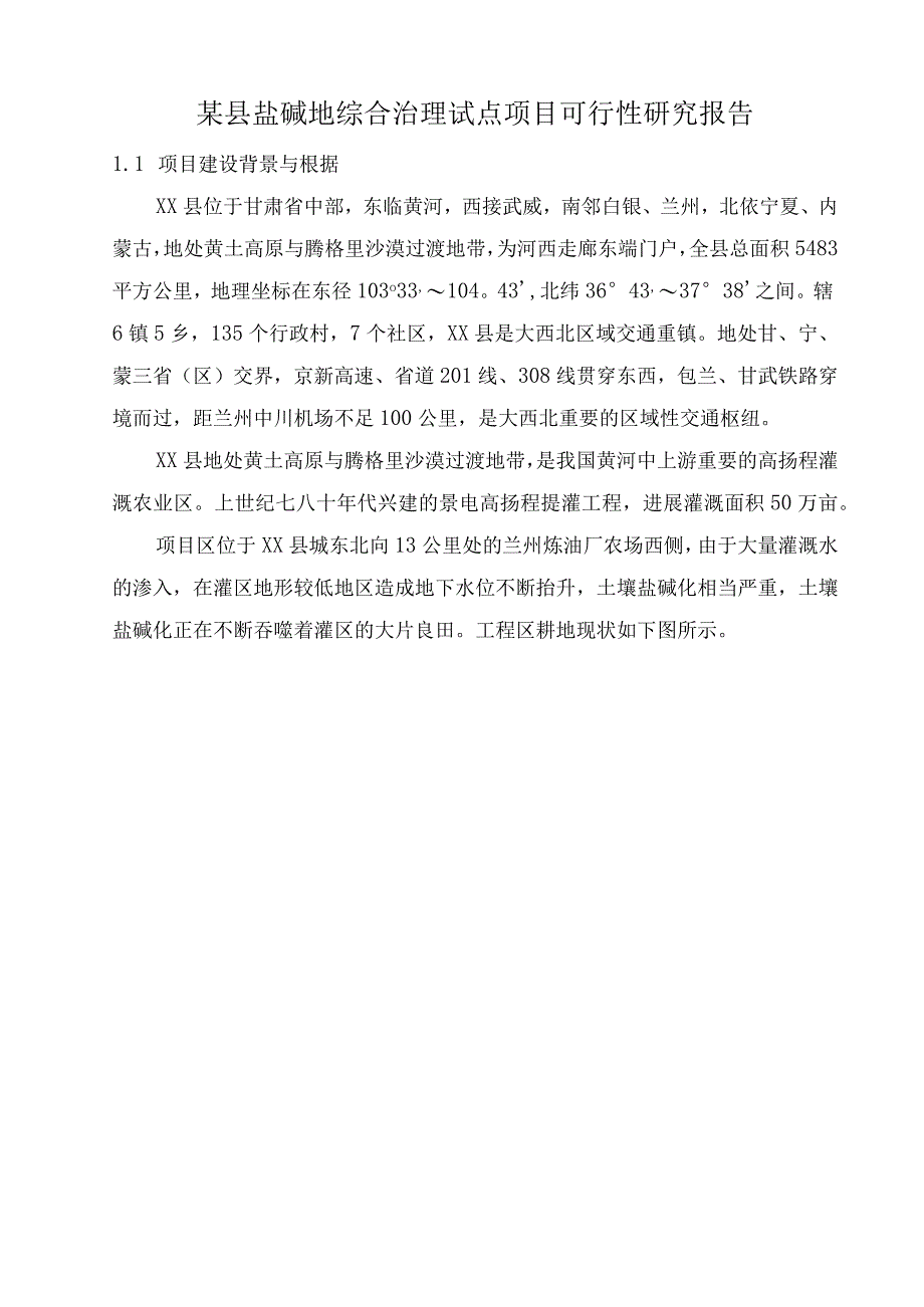 某县盐碱地综合治理试点项目可行性研究报告.docx_第1页