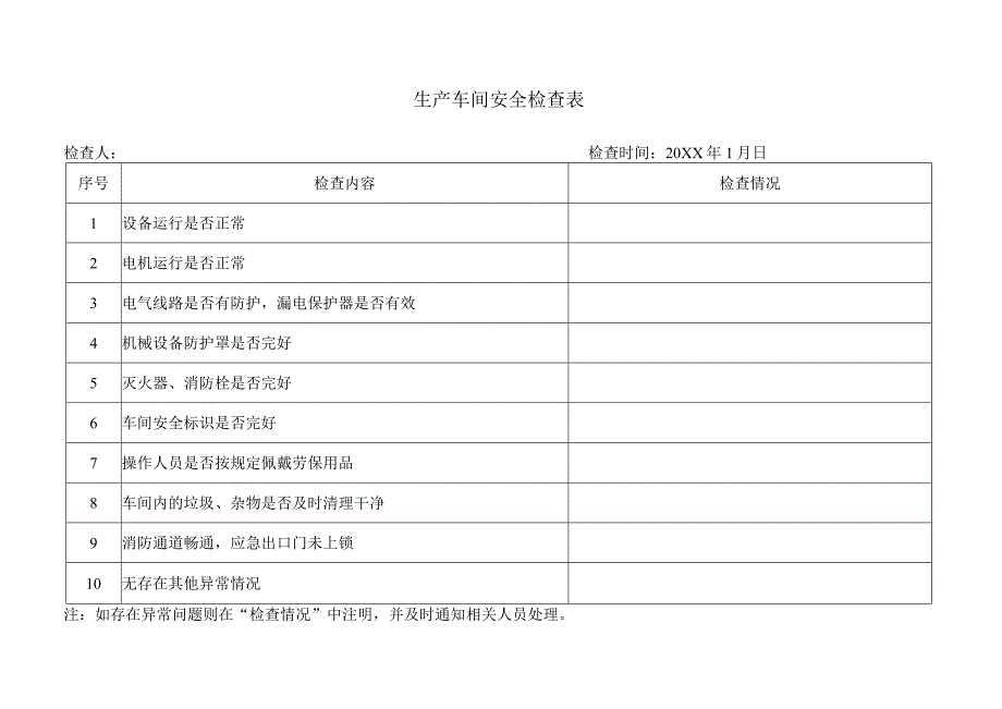 生产车间安全检查表.docx_第1页