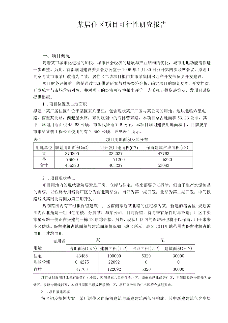 某居住区项目可行性研究报告.docx_第1页