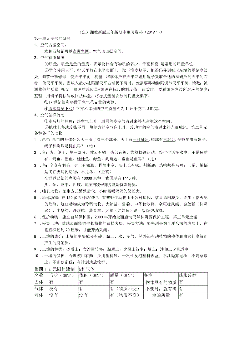 湘教新版三年级上册期终复习资料（2019）.docx_第1页