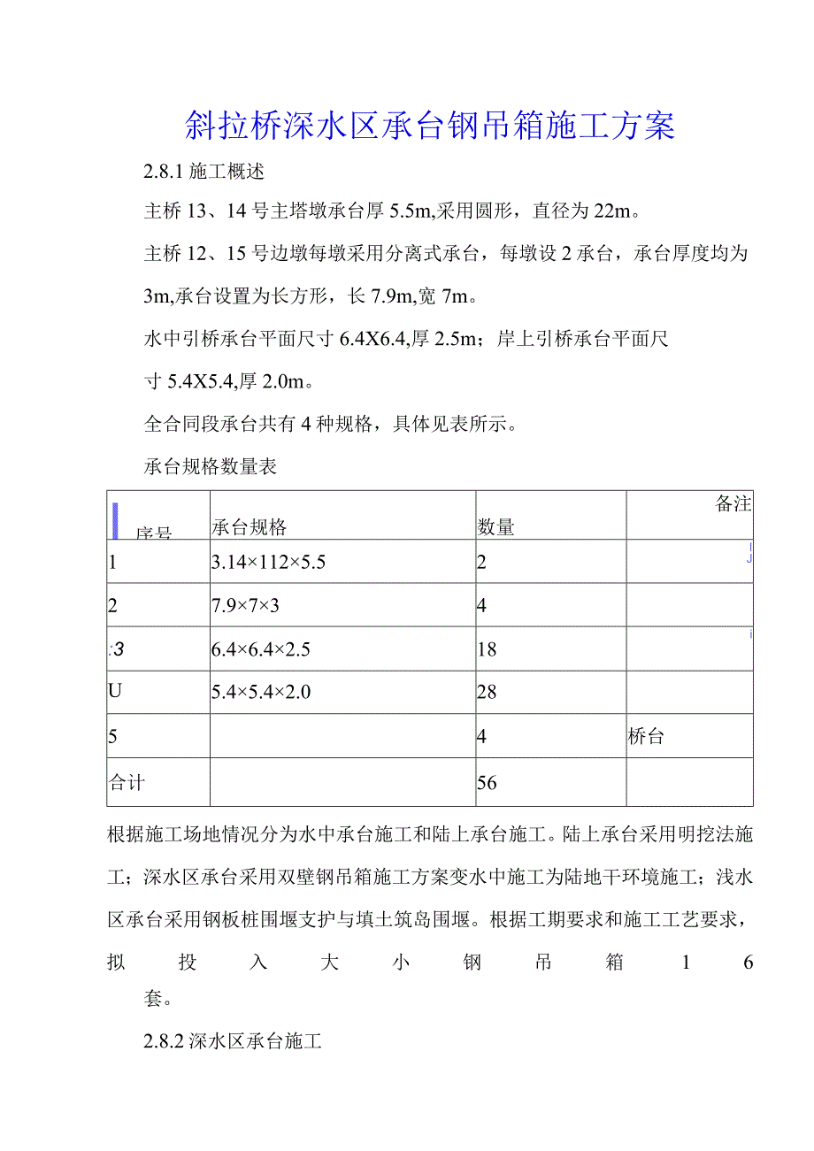 斜拉桥深水区承台钢吊箱施工方案.docx_第1页