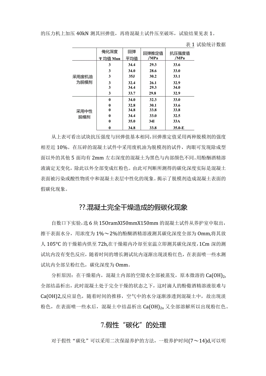 混凝土假性碳化引起回弹法检测强度的误判.docx_第3页