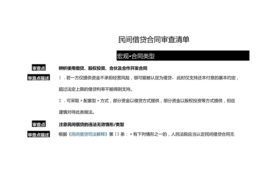 民间借贷合同审查清单.docx_第1页