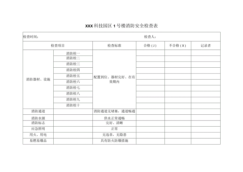 消防安全检查表.docx_第1页