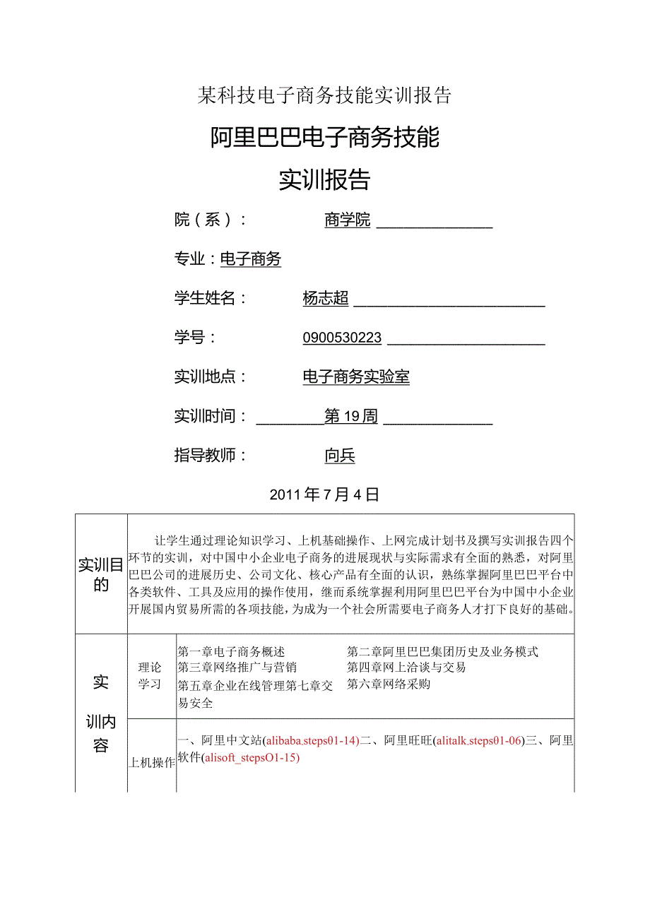 某科技电子商务技能实训报告.docx_第1页