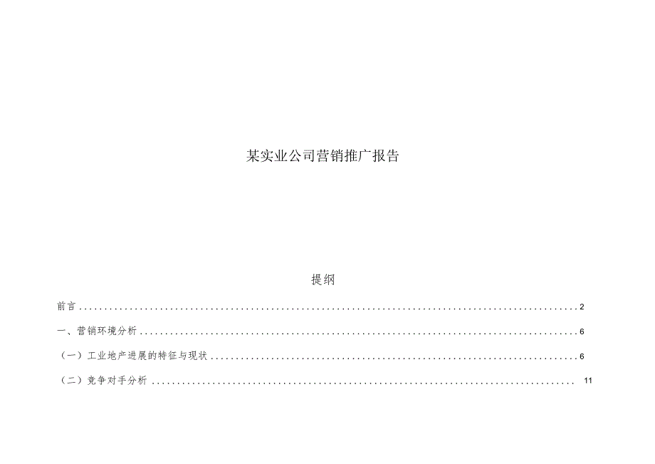 某实业公司营销推广报告.docx_第1页