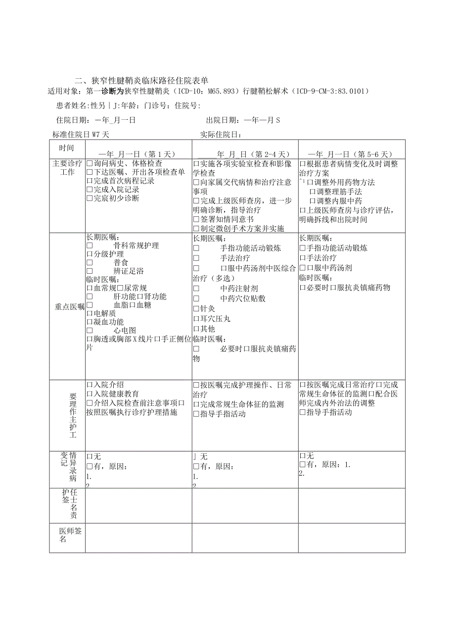 狭窄性腱鞘炎中医临床路径及表单.docx_第3页