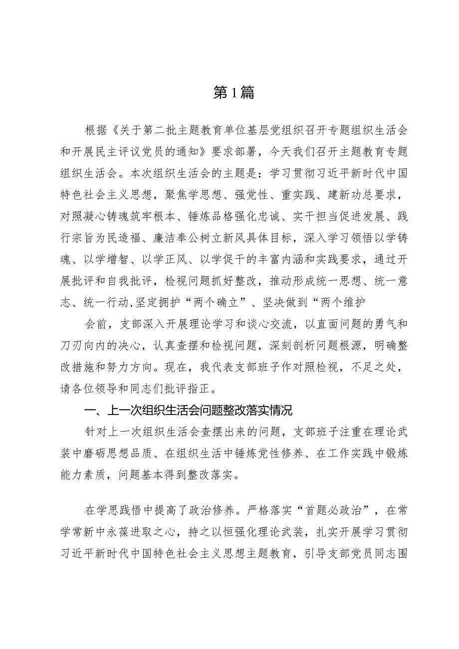 班子第二批主题教育对照凝心铸魂筑牢根本、锤炼品格强化忠诚、实干担当促进发展、践行宗旨为民造福、廉洁奉公树立新风等6个方面对照检查材料.docx_第2页