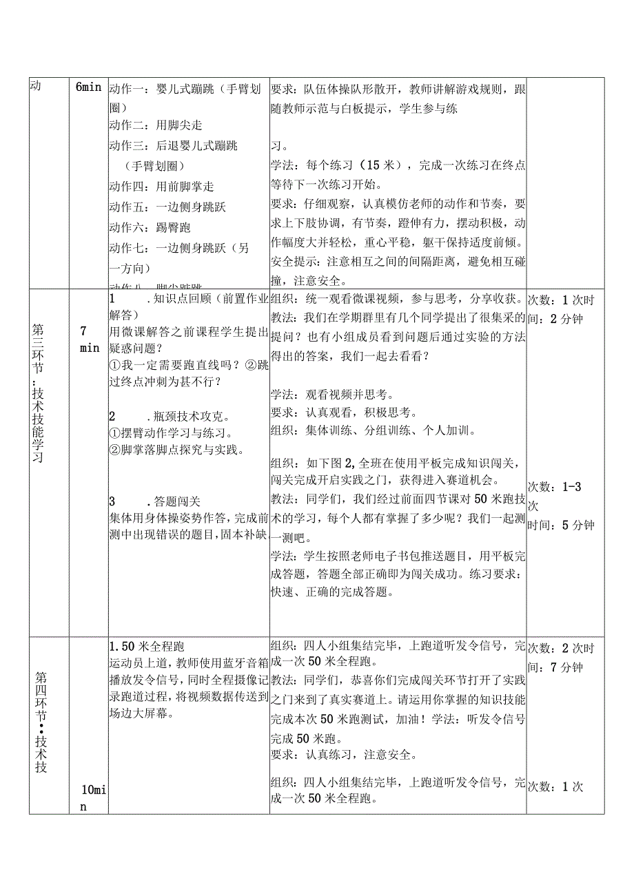 水平二（三年级）体育《“田径”50米快速跑》教学设计及教案.docx_第3页