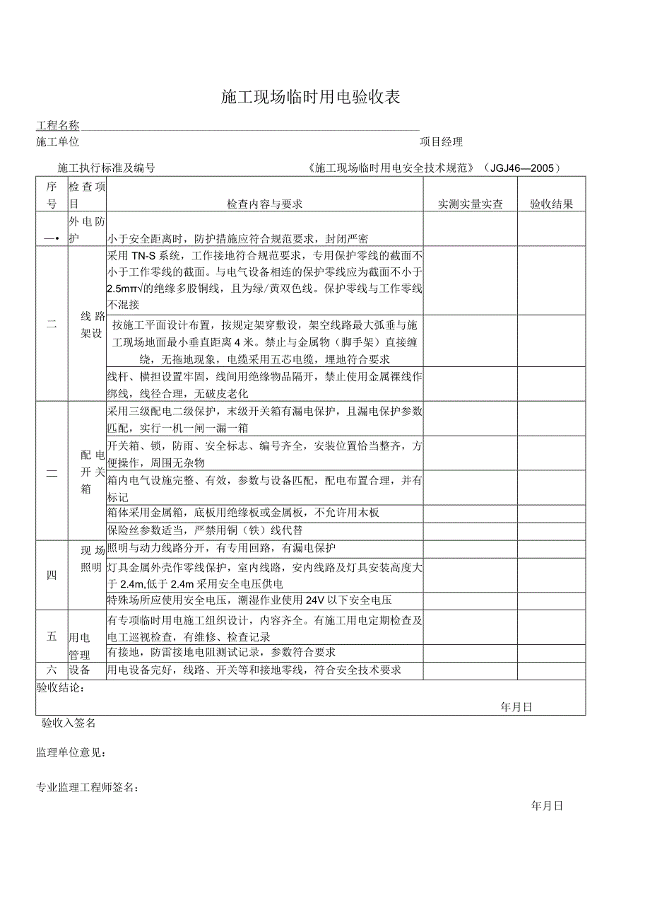 施工现场临时用电验收表.docx_第1页