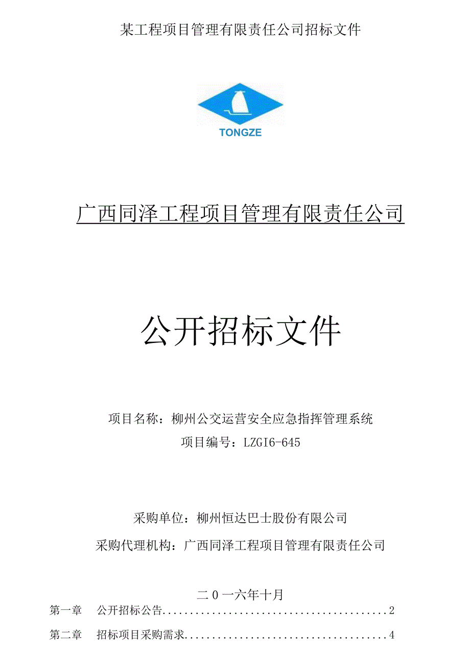 某工程项目管理有限责任公司招标文件.docx_第1页