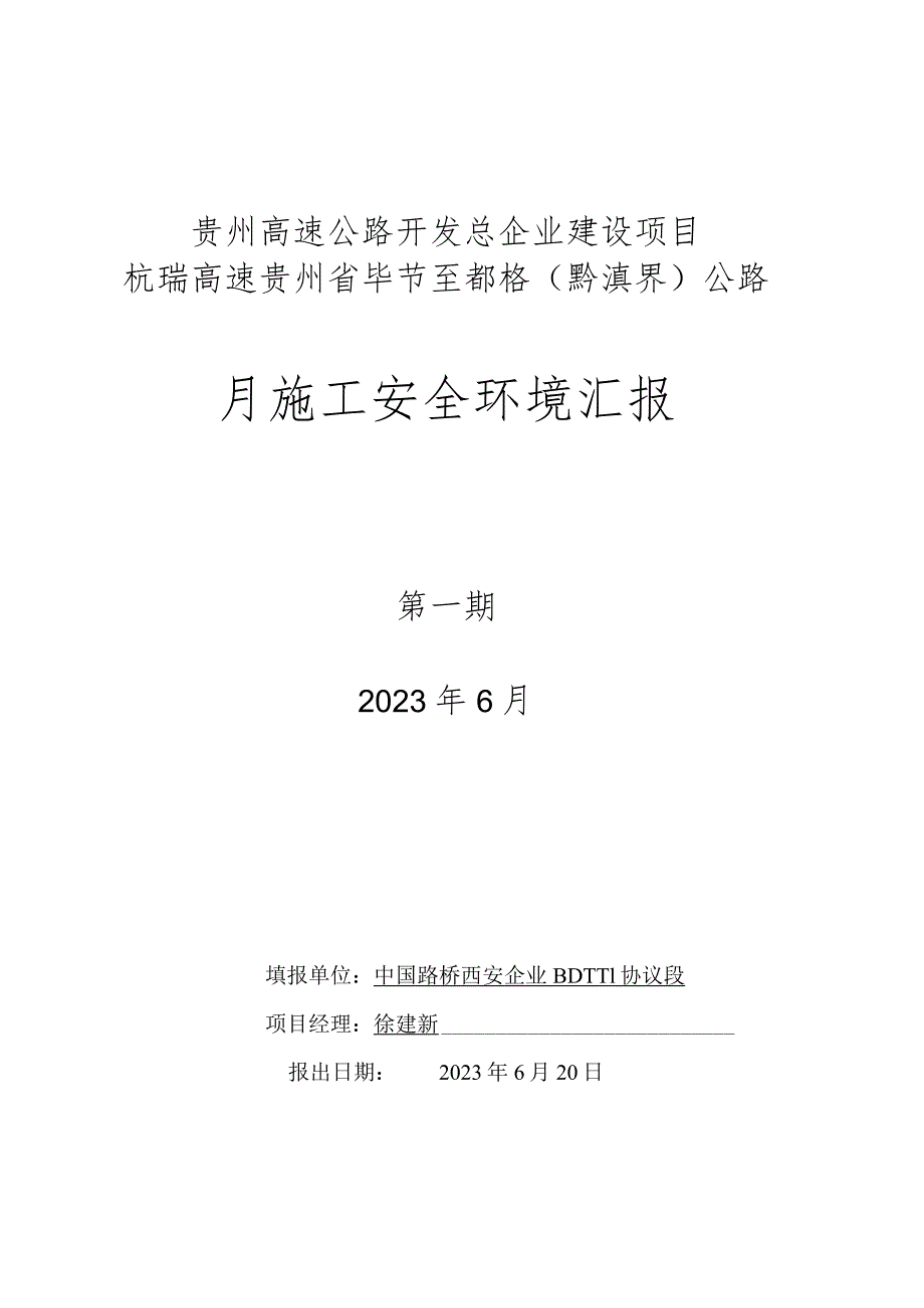 施工工地安全环境月度报告.docx_第1页