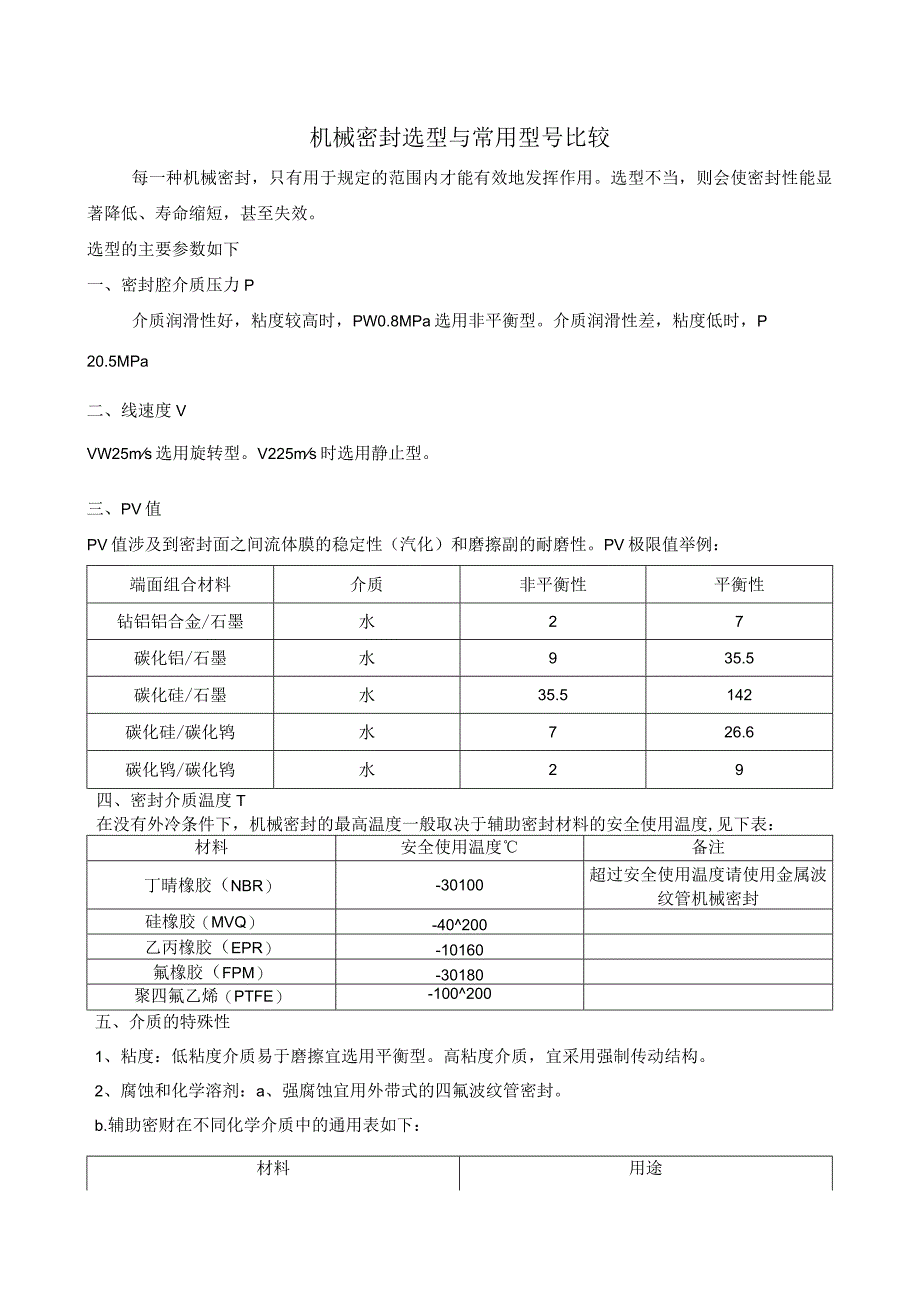 机械密封选型与常用型号比较.docx_第1页