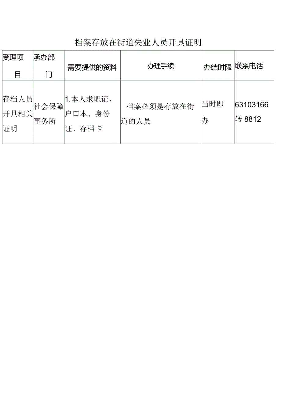 档案存放在街道失业人员开具证明.docx_第1页