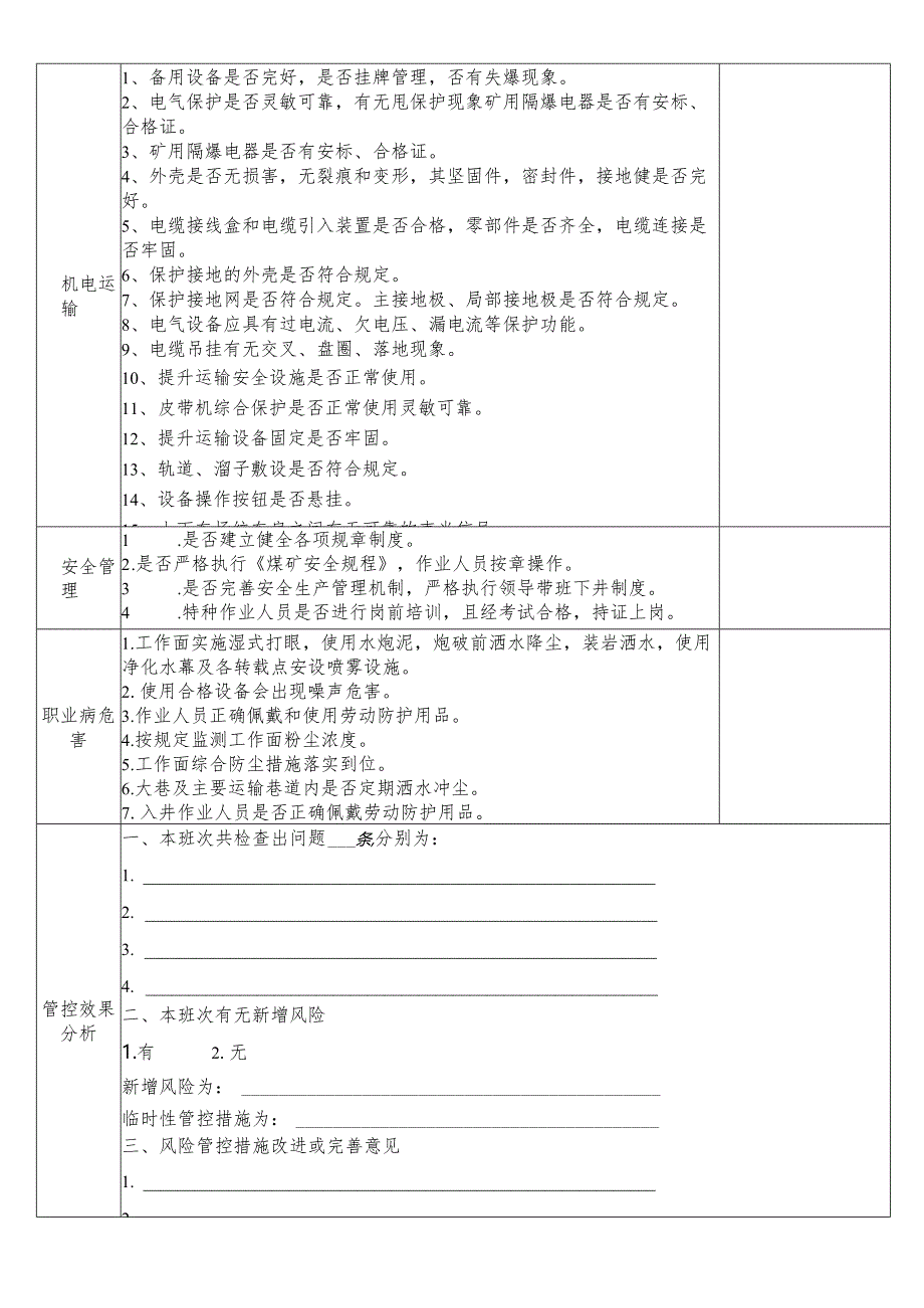 煤矿单位安全检查表（最新实用版）.docx_第2页