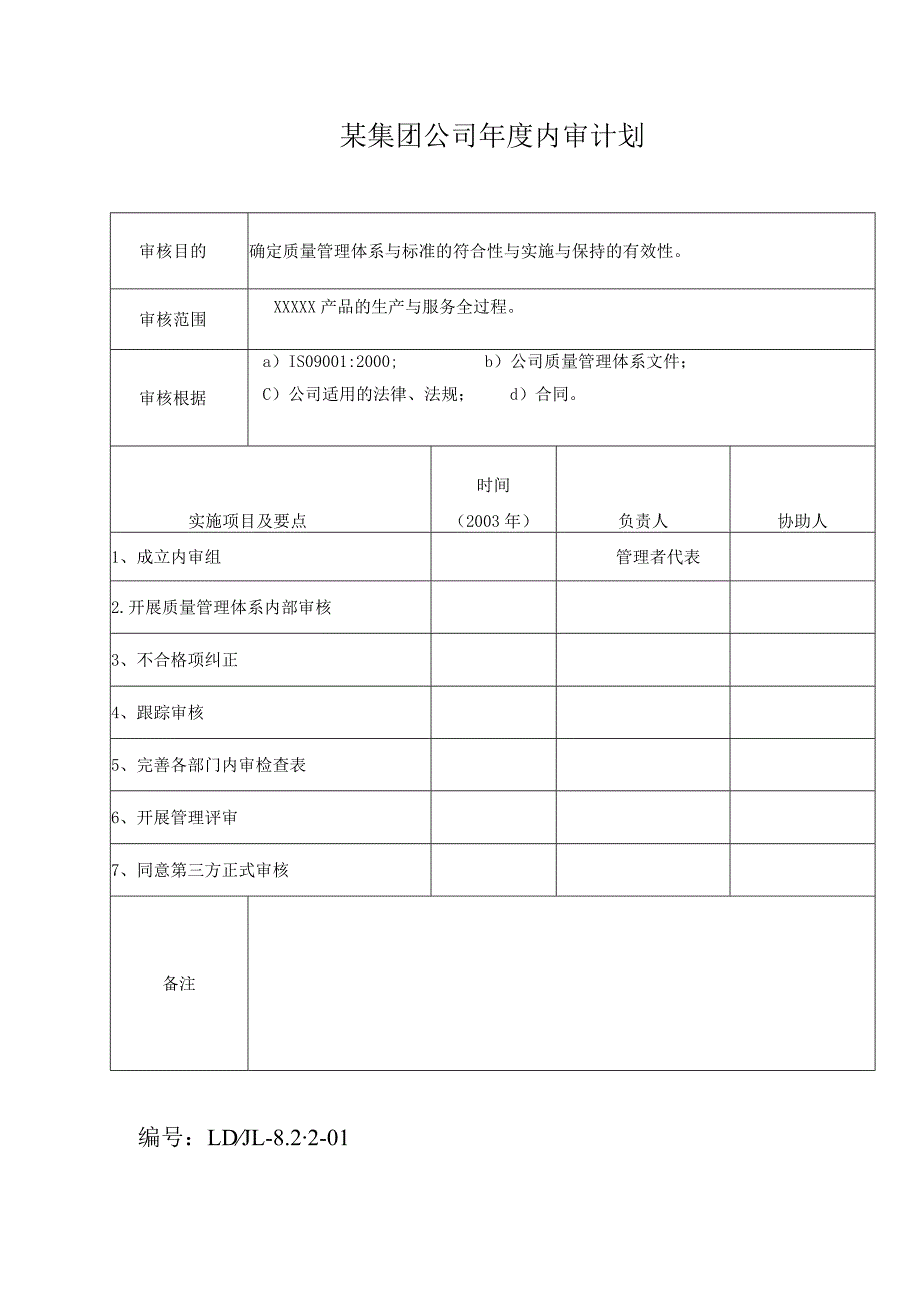 某集团公司年度内审计划.docx_第1页