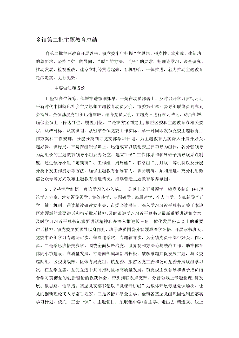 乡镇第二批主题教育总结.docx_第1页