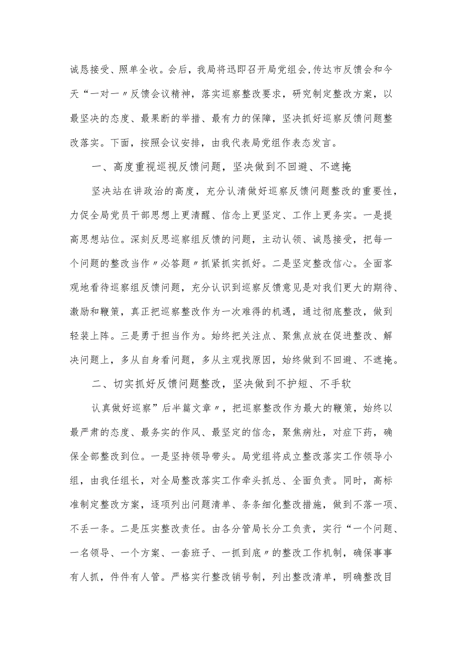 在市委巡察组巡察意见专题反馈会上的发言.docx_第2页