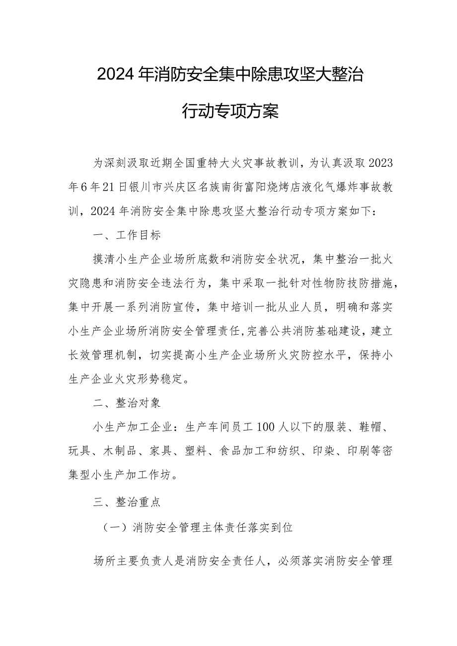 2024年家电商场消防安全集中除患攻坚大整治行动工作方案 合计5份.docx_第1页