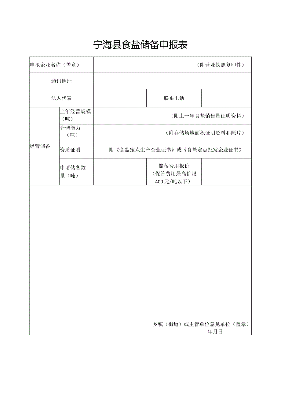 宁海县食盐储备申报表.docx_第1页