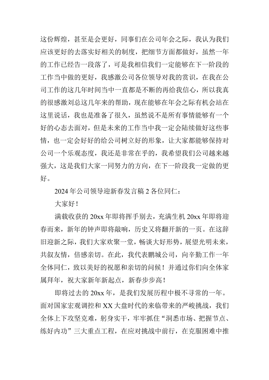 2024年公司领导迎新春发言稿6篇.docx_第2页