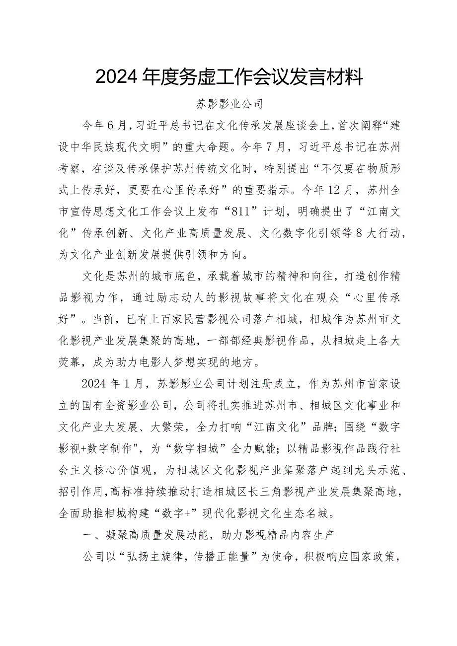 2024年度务虚工作会议发言材料-公司.docx_第1页